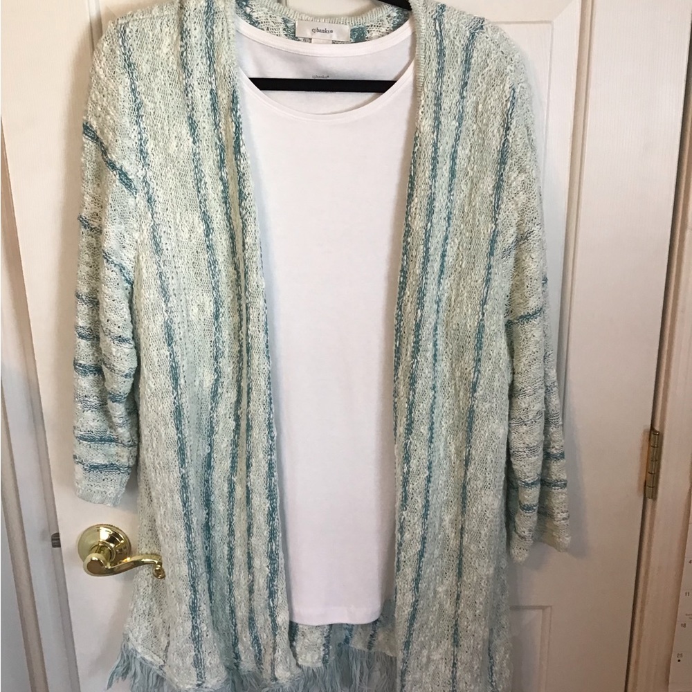 CJ Banks cardigan and t-shirt.